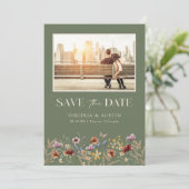 緑の写真フローラQRコード日付の保存 セーブザデート (スタンド正面)