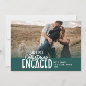 緑の写真初めてのクリスマス 婚約した シーズンカード (正面)