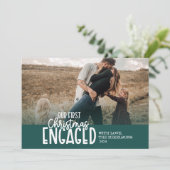 緑の写真初めてのクリスマス 婚約した シーズンカード (スタンド正面)