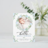 緑の写真誕生のお知らせ&ありがとうございます ポストカード (スタンド正面)