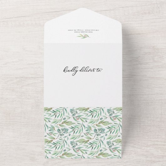 緑の写真誕生のお知らせ&サンキューカード オールインワン招待状 (外側)