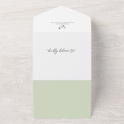 緑の写真誕生のお知らせ&サンキューカード オールインワン招待状 (外側)