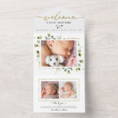 緑の写真誕生のお知らせ&サンキューカード オールインワン招待状 (内側)