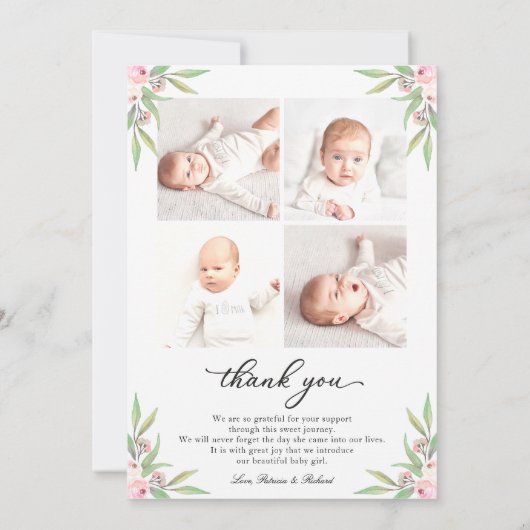 緑の写真誕生のお知らせ&サンキューカード シーズンカード (裏面)