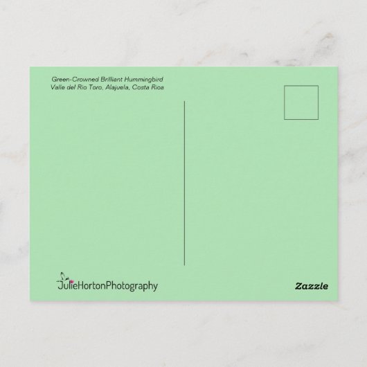 緑の冠を持つ鮮やかなハミングバード&ピンクの花 ポストカード (裏面)