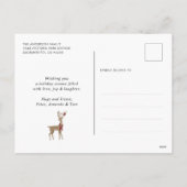 緑の冬のシーン星林の鹿のクリスマス シーズンポストカード (裏面)