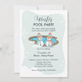 緑の冬のプールの誕生日パーティーの写真 招待状 (正面)