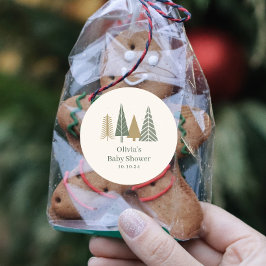 緑の冬のベビースシャワー ラウンドシール