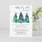 緑の冬のベビーベビーシャワー外は寒い 招待状 (スタンド正面)