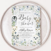 緑の冬の北極動物の赤ちゃんシャワー 招待状