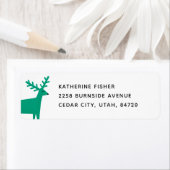 緑の冬の森林トナカイ。クリスマス休暇 ラベル (インサイチュ)