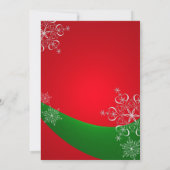 緑の冬の結婚式とスノーフレーク赤 招待状 (裏面)