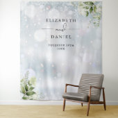 緑の冬の結婚式の写真の背景 タペストリー (インサイチュ)