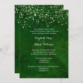 緑の冬の結婚式の白雪 招待状 (正面/裏面)