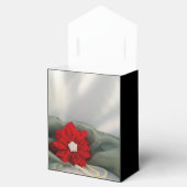 緑の冬の結婚式の赤いポインセチアそして真珠 フェイバーボックス (オープン)