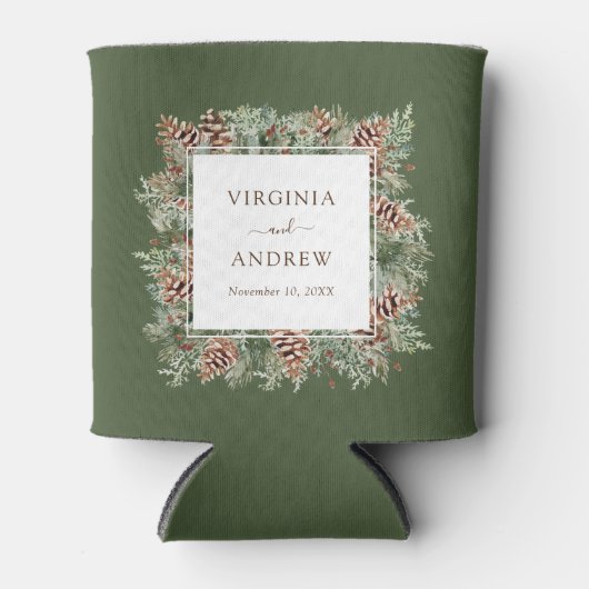 緑の冬の結婚式 缶クーラー (正面)