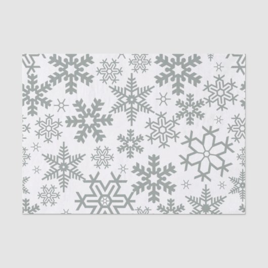 緑の冬の雪の結晶のホワイト 薄葉紙 (正面)