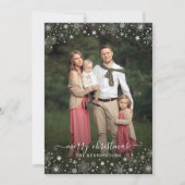 緑の冬の雪片クリスマスフォト (正面)