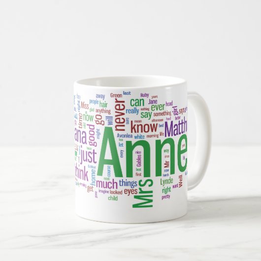 緑の切り妻の単語の雲のアン コーヒーマグカップ (正面右)