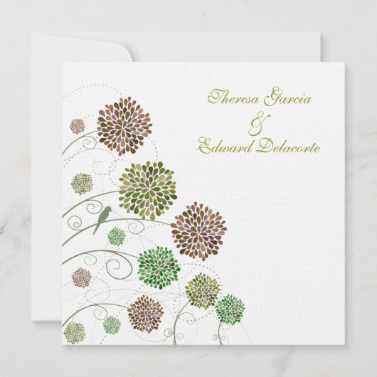 緑の切り妻の名前入りな招待状の結婚 招待状 (正面)