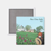 緑の切り妻の正方形の磁石のアン マグネット (正面/裏面)