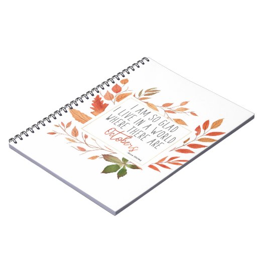 緑の切り妻の10月の引用文の秋のノートのアン ノートブック (左側)