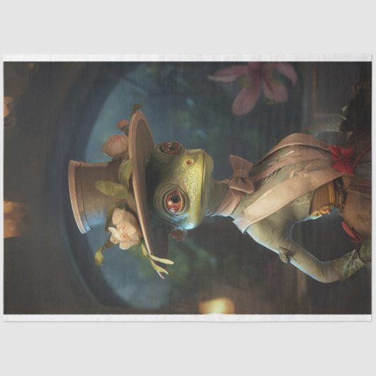 緑の切り離しドレスを着たレディークリケット 薄葉紙 (正面)