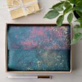 緑の切り離し上のピンクと黄色の(ばちゃばちゃ)跳ねる 薄葉紙 (ギフト)