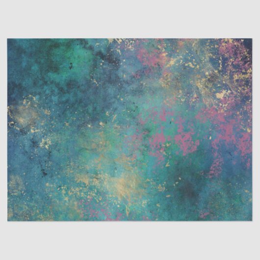 緑の切り離し上のピンクと黄色の(ばちゃばちゃ)跳ねる 薄葉紙 (正面)