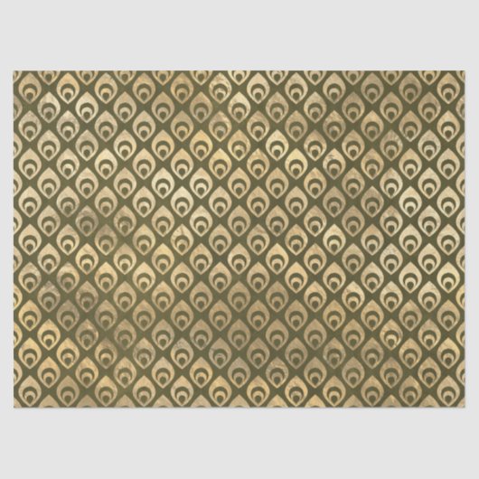 緑の切り離し上の小さな金ゴールド抽象芸術液滴 薄葉紙 (正面)