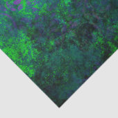 緑の切り離し上の紫色のステンシル花 薄葉紙 (詳細)