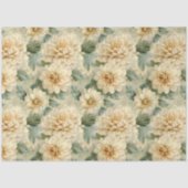 緑の切り離し付きダリア花柄 薄葉紙 (正面)