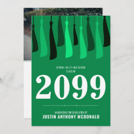 緑の列の房の写真卒業招待状 招待状