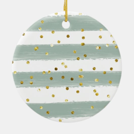 緑の初めてのクリスマスが3人の家族 セラミックオーナメント (裏面)