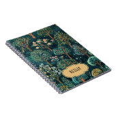 緑の刺繍された自然の開花木フローラ ノートブック (右側)