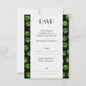 緑の前足、グリッターの前足、緑のグリッター結婚、 出欠カード (正面)