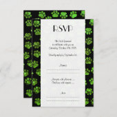 緑の前足、グリッターの前足、緑のグリッター結婚、 出欠カード (正面/裏面)