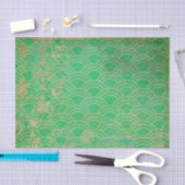 緑の動揺して幾何学的アールデコ 薄葉紙 (クラフト)