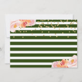 緑の動物の友人ピンクのフローラ誕生日写真 招待状 (裏面)