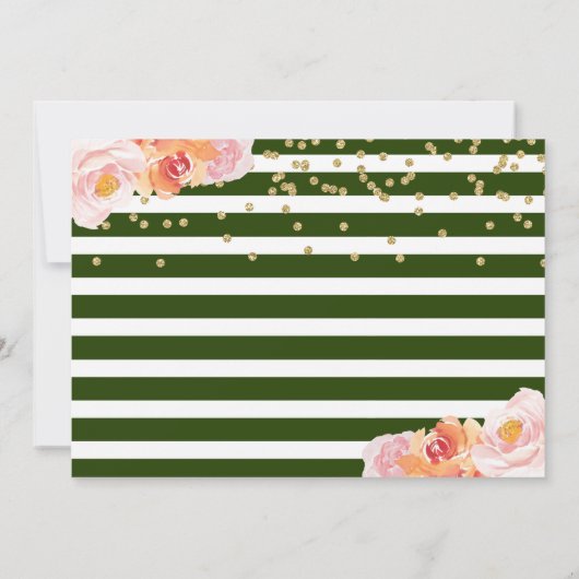 緑の動物の友人ピンクのフローラ誕生日写真 招待状 (裏面)