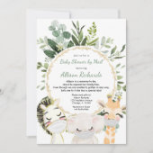 緑の動物を郵便で男女兼用シャワー 招待状 (正面)