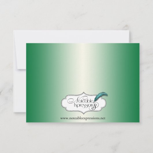 緑の勾配の結婚式のリハーサルのケルト族のハート 招待状 (裏面)