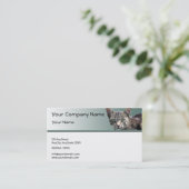 緑の勾配の緑の瞳を持つストライプのな虎猫 名刺 (スタンド正面)