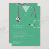 緑の医学の卒業の招待状をごしごし洗います 招待状 (正面/裏面)