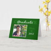 緑の卒業おめでとうフォトカード カード (黄色い花)