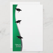 緑の卒業のノートのペーパー文房具 便箋 (正面/裏面)