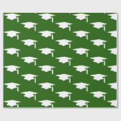 緑の卒業キャップパターン – 卒業 ラッピングペーパー (フラット)