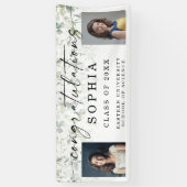 緑の卒業写真おめでとうバナー 横断幕 (縦)