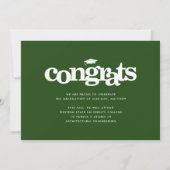 緑の卒業写真のモダンタイポグラフィ 案内状 (裏面)