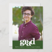 緑の卒業写真のモダンタイポグラフィ 案内状 (正面)